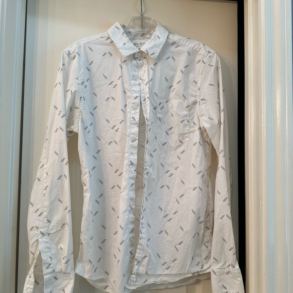 Guess Men's White Patterned Shirt